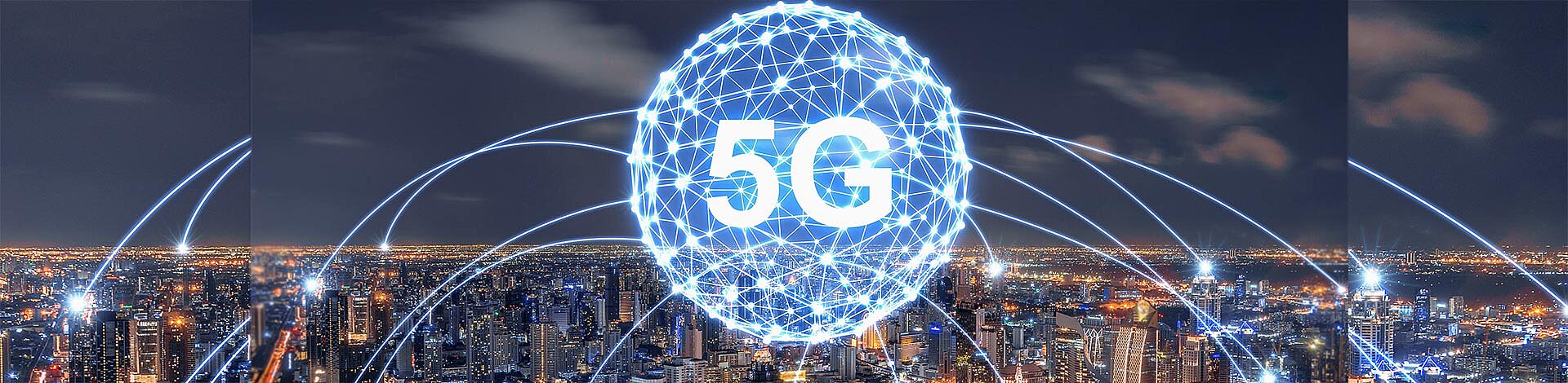 [Translate to English:] Skyline mit 5G Logo