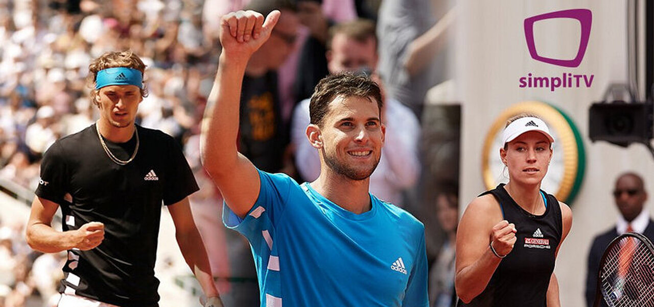 Fotomontage: Alexander Zverev (l), Dominic Thiem (m), Angelique Kerber (r)