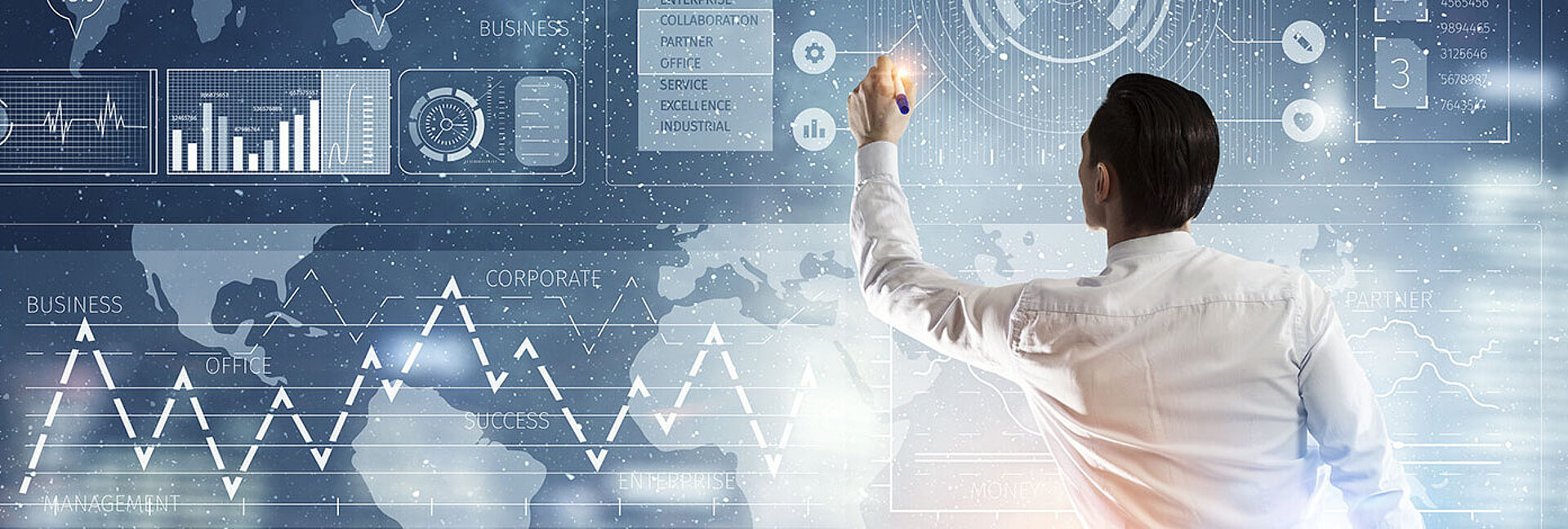 5G Broadcast - technology Man is writting on digital wall