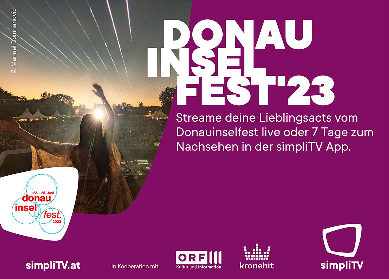 Premiere: simpliTV überträgt Donauinselfest via Live-Streaming Donausinselfest 2023 simpliTV Banner